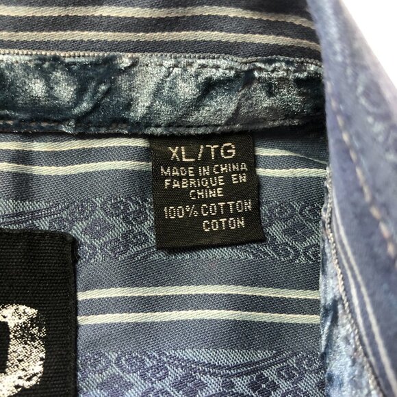 AGE Of Wisdom Blue Stripe Pearl Snap Button Down Shirt Size XL - Picture 4 of 9
